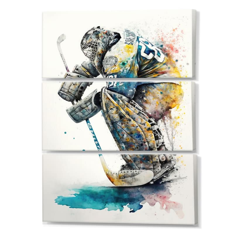 Designart "Hockey Goalie On Ice During Play V" Sport Hockey Canvas Art